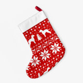 ベドリントンテリアシルエットドッグズホリデイレッド スモールクリスマスストッキング (裏面 (吊り時))