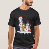 ベドリントンテリアドッグクリスマス雪だるまクリスマスライ Tシャツ (正面)
