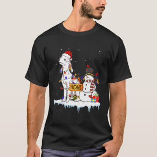 ベドリントンテリアドッグクリスマス雪だるまクリスマスライ Tシャツ