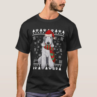 ベドリントンテリア 犬 サンタ帽子 クリスマス ださい Tシャツ