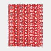 ベドリントン・テリアはクリスマスパターンのシルエットを描きます フリースブランケット (正面)