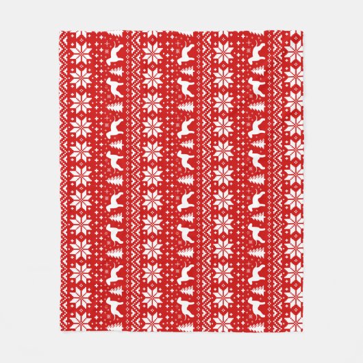 ベドリントン・テリアはクリスマスパターンのシルエットを描きます フリースブランケット (正面)