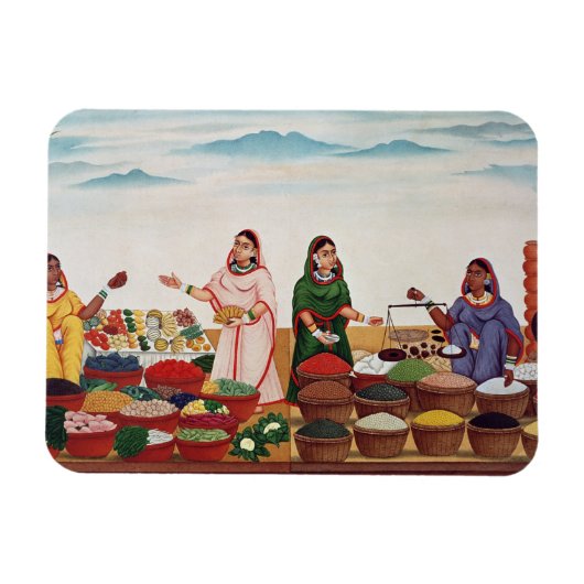 ベナレスの野菜とスパイス市場, c.1840 (gou マグネット (横)