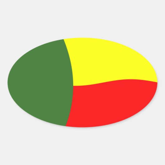 ベナン国旗のシール 楕円形シール (正面)