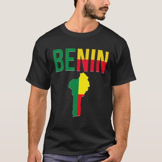 ベナン国旗地図 ベナン国 ベナン Tシャツ (正面)