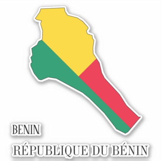 ベナン国旗魅力的国の地図 シール (正面)