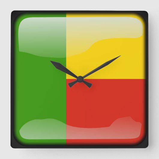ベナン国旗 スクエア壁時計 (正面)