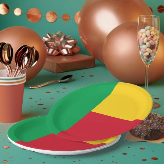 ベナン国旗 ペーパープレート (複数)