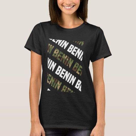ベナン迷彩柄パターングリーンカモフラージュ Tシャツ (正面)