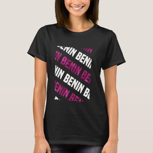 ベナン迷彩柄パターンピンクカモフラージュ Tシャツ (正面)