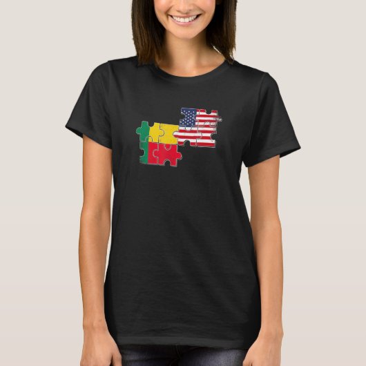 ベナンUSAベナン米国国旗 Tシャツ (正面)