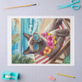 ベニガンがレイを上げるビーチシャム猫 薄葉紙 (クラフト)