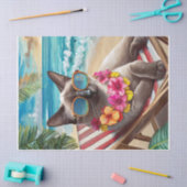 ベニガンがレイを上げるビーチシャム猫 薄葉紙 (クラフト)