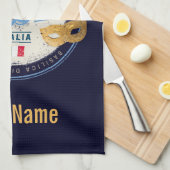 ベニスとゴンドラのイタリアカーニバルヴィンテージ キッチンタオル (四つ折り)