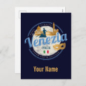 ベニスとゴンドラのイタリアカーニバルヴィンテージ シーズンポストカード (正面/裏面)