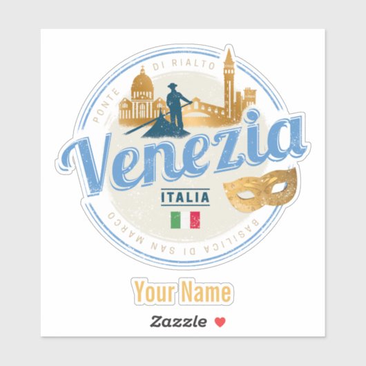 ベニスとゴンドラのイタリアカーニバルヴィンテージ シール (シート)