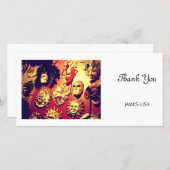 ベニスのカーニバルのマスク サンキューカード (正面/裏面)