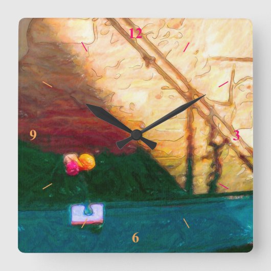 ベニスのゴンドラ スクエア壁時計 (正面)