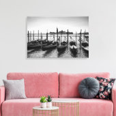 ベニスのゴンドラ（黒と白） キャンバスプリント (インサイチュ (リビング))