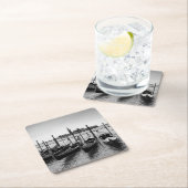 ベニスのゴンドラ（黒と白） スクエアペーパーコースター (インサイチュ)