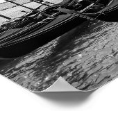 ベニスのゴンドラ(黒と白) ポスター (角)