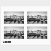 ベニスのゴンドラ(黒と白) 長方形シール (シート)