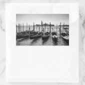 ベニスのゴンドラ(黒と白) 長方形シール (バッグ)