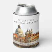 ベニスのスカイライン 水彩画 バースデー ウィークエンド 缶クーラー (缶正面)
