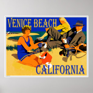 ベニスのビーチカリフォルニアレトロのビーチの20年代 ポスター