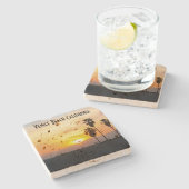 ベニスのビーチカリフォルニア日没の記念品 ストーンコースター (横)