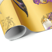 ベニスのマスクパープルジュエリーカーニベール金ゴールド ラッピングペーパー (ロールコーナー)