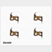 ベニスのマスク：金ゴールドとレッドローズ 楕円形シール (シート)