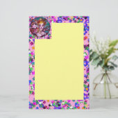 ベニスの仮装マスクピンク黄色紙吹雪 便箋 (スタンド正面)