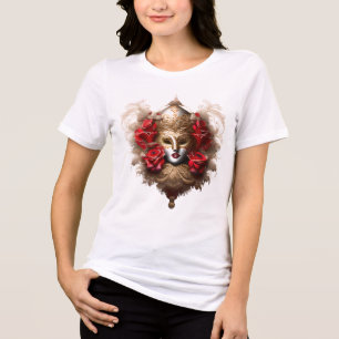 ベニスの仮装マスク金ゴールド赤いバラがマスク トライブレンドＴシャツ