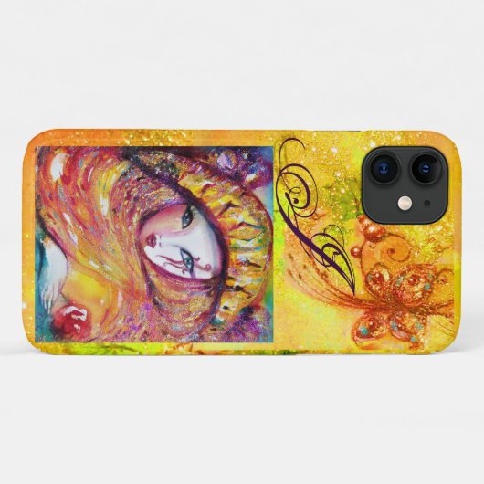 ベニスの仮装 – イエローモノグラムのマスク Case-Mate iPhoneケース (裏面(横))