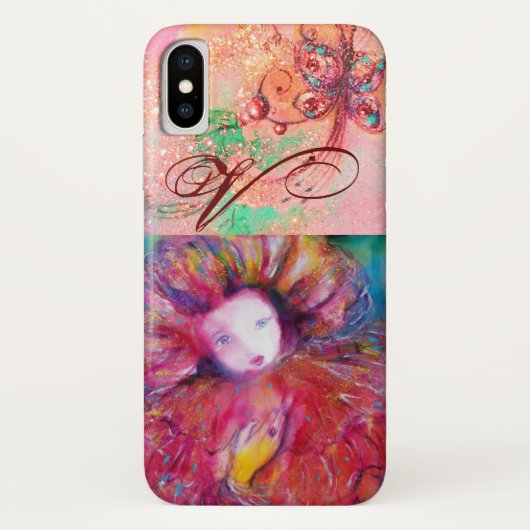 ベニスの仮装、赤モノグラムピンクのマスク Case-Mate iPhoneケース (裏面)