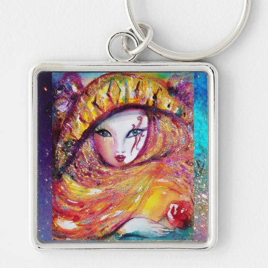 ベニスの仮装 – 黄色のマスク キーホルダー (正面)