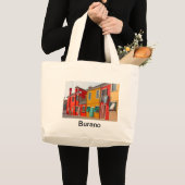 ベニスの島Buranoイタリアの色の家 ラージトートバッグ (正面(商品))