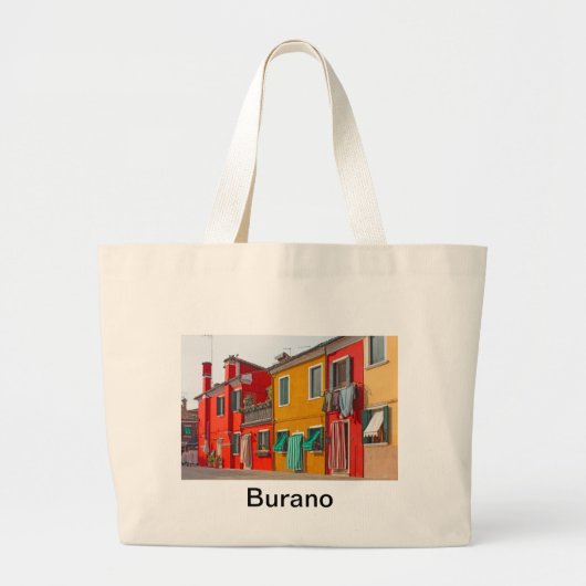 ベニスの島Buranoイタリアの色の家 ラージトートバッグ (正面)