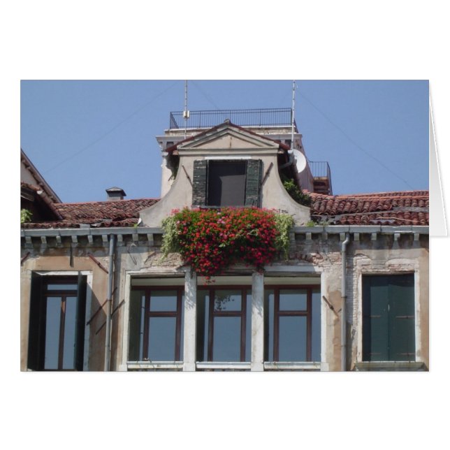 ベニスの窓の花のボックスブランクカード (正面横)