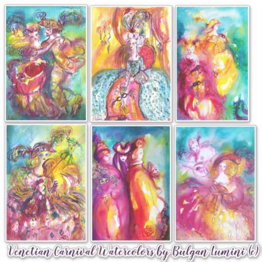 ベニスの謝肉祭の仮面舞踏会のマスクのカーニバル シール (正面)