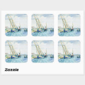 ベニスの近くのマリンシーンボート スクエアシール (シート)