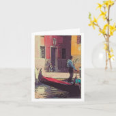 "ベニスのGondolier及びAccordianプレーヤー"カード カード (黄色い花)