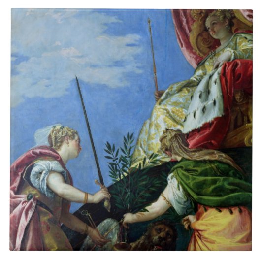 ベニスは正義と平和の間で即位しました タイル (正面)