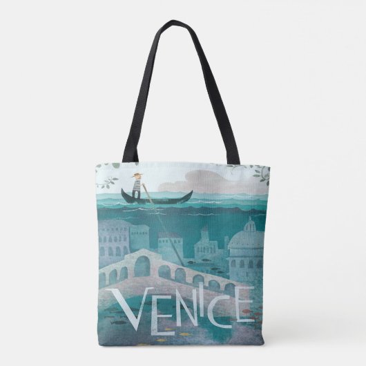 ベニスイタリアのゴンドラ旅行休暇のヴィンテージ トートバッグ (裏面)
