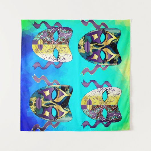 ベニスイタリアンカーニバルマスクパターン タペストリー (正面(横))