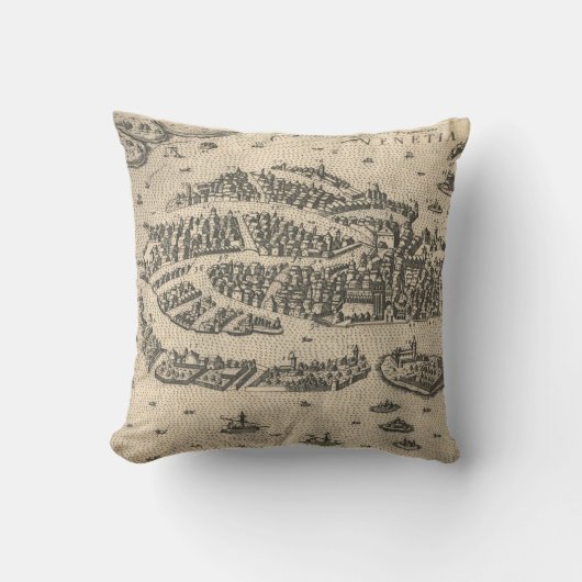 ベニスイタリア(1573年)のヴィンテージの絵解き地図 クッション (正面)