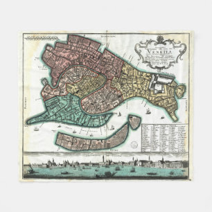 ベニスイタリア(1729年)のヴィンテージの地図 フリースブランケット