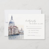 ベニスエレガントイタリア運河の水の色結婚の 出欠カード (正面)