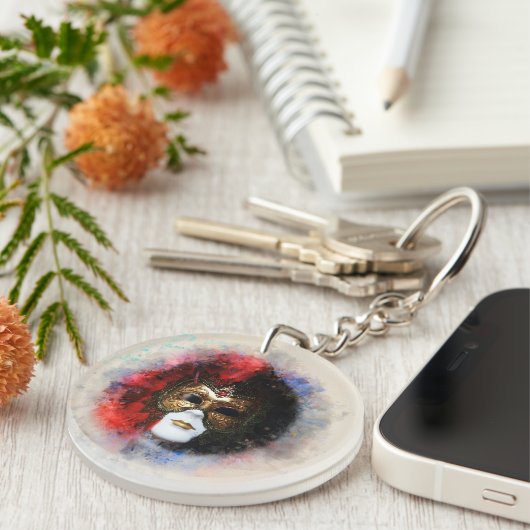 ベニスエレガントカーニバルマスクキーチェーン – タイムレス キーホルダー (正面右)